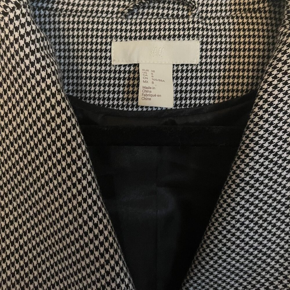 H&M Fitted Women's Houndstooth Double Breasted Blazer Jacket | US 8 EUR 38